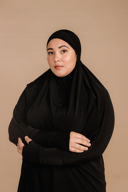 TIE BACK BURKHA - BLACK