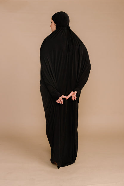 TIE BACK BURKHA - BLACK