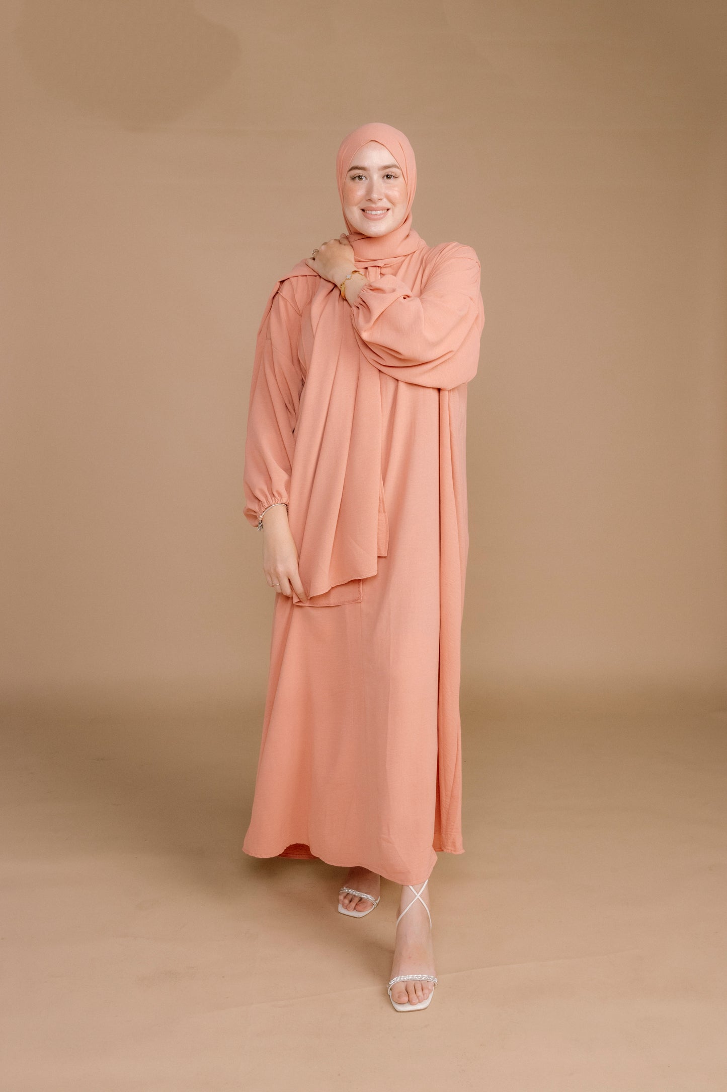 SCARF ABAYA -  SALMON