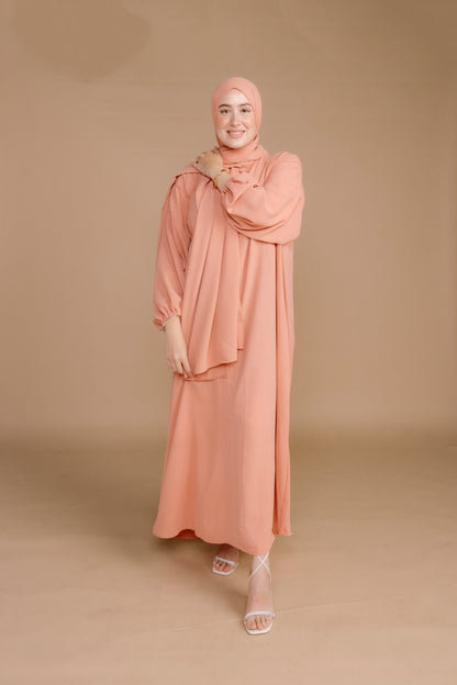 SCARF ABAYA -  SALMON