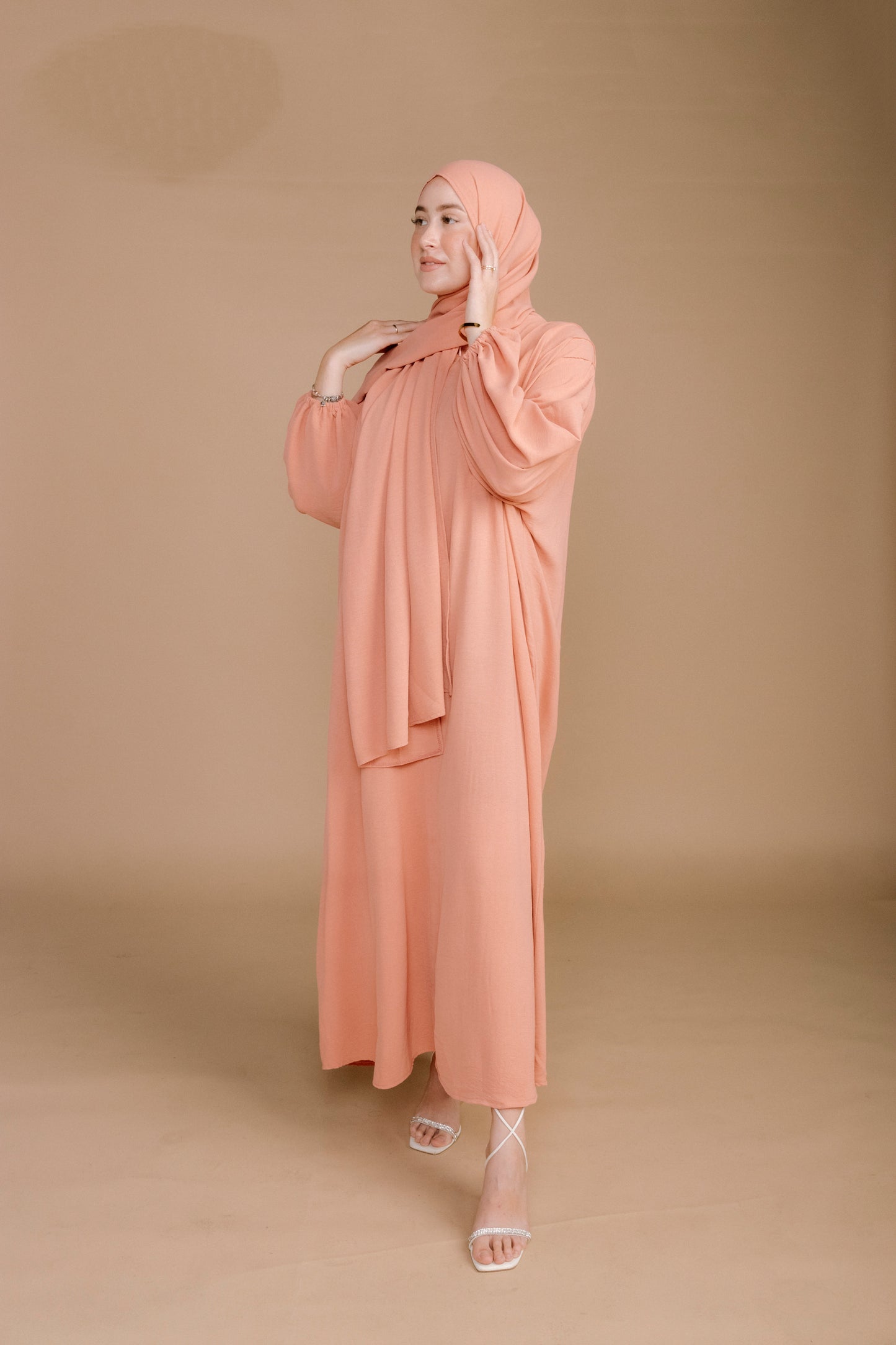 SCARF ABAYA -  SALMON