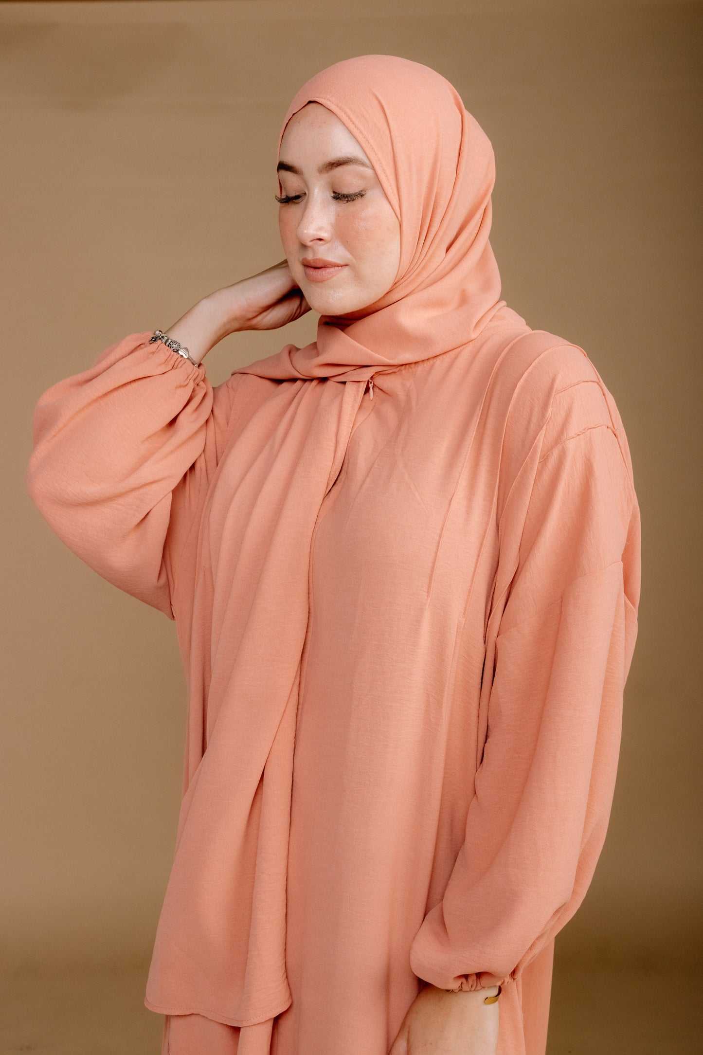 SCARF ABAYA -  SALMON